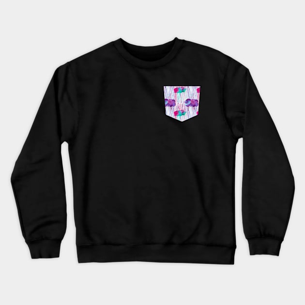 Pocket - RAINING CLOUDS CYAN MAGENTA Crewneck Sweatshirt by ninoladesign